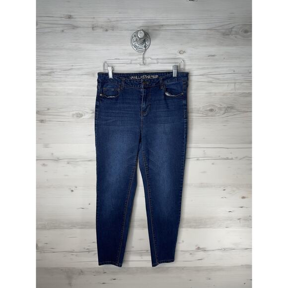 Vanilla Star Jeans Womens 13 Blue Dark Wash High Rise Skinny Leg Stretch Denim - Picture 1 of 11